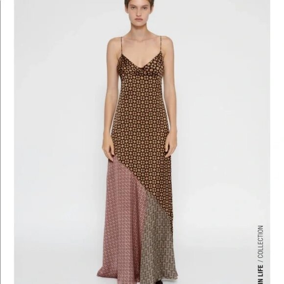 Zara Dresses & Skirts - GORGEOUS Print Maxi Slip Dress - 70s 90s Retro Zara - NWT size S-M